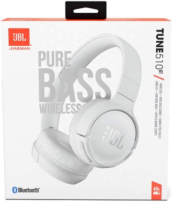 JBL Tune 510BT Wireless On Ear Headphones Black, JBLT510BTWHTEU, Medium