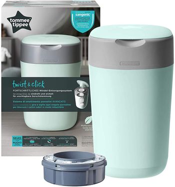 Tommee Tippee Twist And Click Nappy Disposal Tub, Green, Pack of 1,One Size