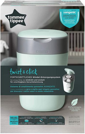 Tommee Tippee Twist And Click Nappy Disposal Tub, Green, Pack of 1,One Size