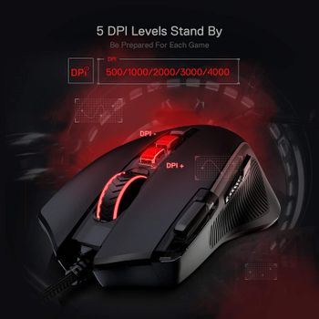 Redragon M612 Wired Optical Gaming Mouse RGB, 8000 DPI Sensitivity, 11 Programmable Buttons, 5 Backlight Modes, Software Supports Assigning Key Links, Quick Response Button - Black Color.