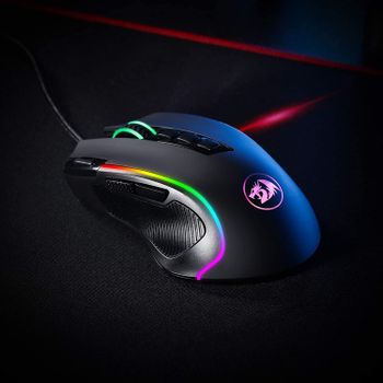 Redragon M612 Wired Optical Gaming Mouse RGB, 8000 DPI Sensitivity, 11 Programmable Buttons, 5 Backlight Modes, Software Supports Assigning Key Links, Quick Response Button - Black Color.