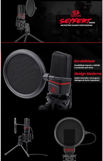 Redragon SEYFERT, Gaming Microphone, Black, One Sized.