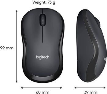 Logitech M220 Wireless Mouse, Silent Buttons, 2.4 GHz with USB Mini Receiver, 1000 DPI Optical Tracking, 18-Month Battery Life, Ambidextrous PC / Mac / Laptop - Charcoal Grey