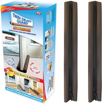 Twin Draft Guard 60224-DNA Energy Saving Under Door Draft Stopper, Set of 2, Brown 21 x 11.5 x 45.5 centimeters