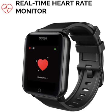 GOQii Smart Vital Fitness SpO2, body temperature and blood pressure smartwatch regular with 3 months personal Coaching, Black (Designed in California)