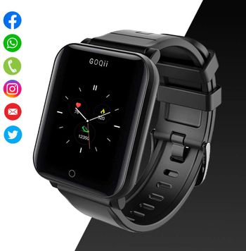 GOQii Smart Vital Fitness SpO2, body temperature and blood pressure smartwatch regular with 3 months personal Coaching, Black (Designed in California)