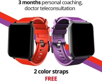 GOQii Smart Vital Fitness SpO2, body temperature and blood pressure smartwatch regular with 3 months personal Coaching, Black (Designed in California)