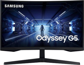 Samsung 27-Inch G5 Odyssey Gaming Monitor with 1000R Curved Screen,QHD,144Hz,1ms,FreeSync Premium, Black.