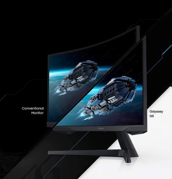 Samsung 27-Inch G5 Odyssey Gaming Monitor with 1000R Curved Screen,QHD,144Hz,1ms,FreeSync Premium, Black.