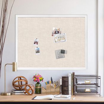 U Brands Linen Cork Linen Bulletin Board, 30 x 40 Inches, White Wood Frame (2917U00-01)