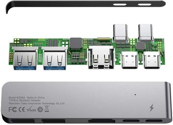 Baseus Aluminum Type C to USB 3.0, 4K HDMI and Thunderbolt Type-C Adapter HUB for MacBook Pro 2016/2017/2018 features Dual USB-C Splitter to HDMI, Thunderbolt Dual and Double USB 3.0