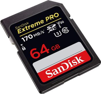 بطاقة ذاكرة سانديسك 64 جيجابايت إكستريم برو UHS-I SDXC 170MB / s -SDSDXXY-064G-GN4IN