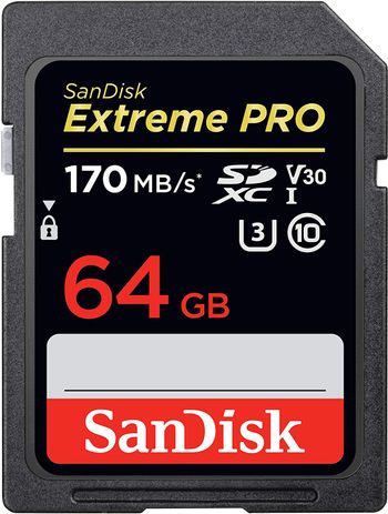 بطاقة ذاكرة سانديسك 64 جيجابايت إكستريم برو UHS-I SDXC 170MB / s -SDSDXXY-064G-GN4IN