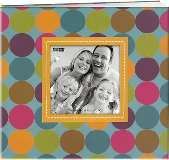 Pioneer Photo Albums MB-88EVF/D 20 Page Designer Printed Raised Frame Dots Cover Scrapbook for 8 by 8-Inch Pages | Multicolor