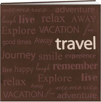 Pioneer MB10TXT-TR 12-Inch by 12-Inch Text Faux Suede Scrapbook, Travel