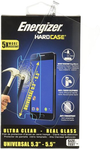 Energizer ENSPCOCLUN55 Energizer Universal Tempered Glass Screen Protector for 5.3-5.5 inches Smartphone - Transparent