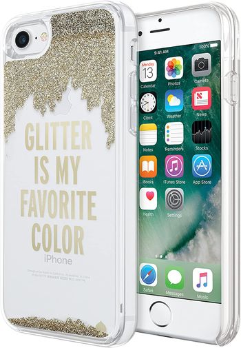 حافظة هاتف لآيفون 7 مع بريق سائل من كايت سبيد نيو يورك، مكتوب عليها “Glitter Is My Favorite Color”، لون ذهبي/ شفاف، موديل (KSIPH-052-GLD)