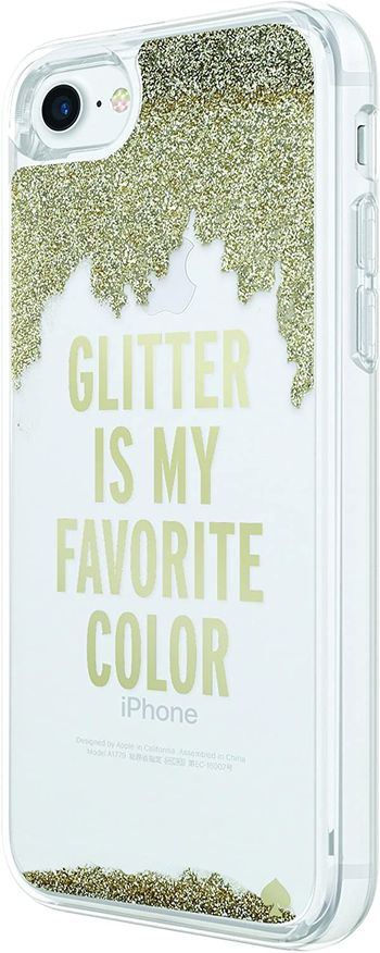 حافظة هاتف لآيفون 7 مع بريق سائل من كايت سبيد نيو يورك، مكتوب عليها “Glitter Is My Favorite Color”، لون ذهبي/ شفاف، موديل (KSIPH-052-GLD)