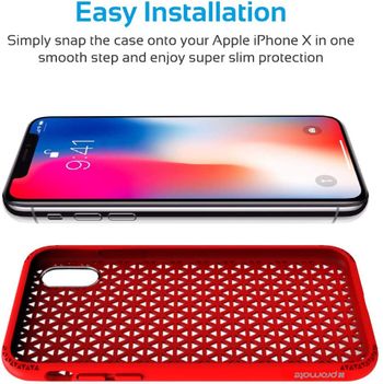 بروميت Neo-X.red حافظة حماية مزدوجة الطبقات مقاومة للصدمات مع مقبض مضاد للانزلاق لهاتف iPhone X/iPhone 10 ، Neo-X أحمر (عبوة من 1)