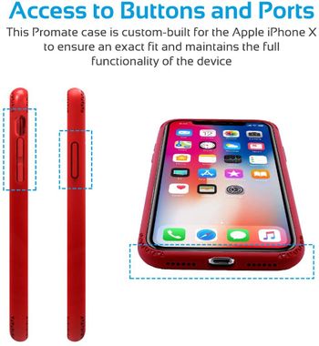 Promate Neo-X.red Stylish Shockproof Dual Layer Protective Case with Anti-Slip Grip For iPhone X/iPhone 10, Neo-X Red (Pack of 1)