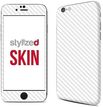 Stylizedd Premium Vinyl Skin Decal Body Wrap For Apple Iphone 6s Plus | Carbon Fibre White | 5.1 to 5.5 Inches.