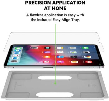 Belkin SCREENFORCE TemperedGlass Screen Protection for iPad mini 5th Gen and 4th Gen Clear, Transparent, Scratch & Impact Protection, with Easy Align tray for Easy, Bubble free installation, OVI001zz/Clear