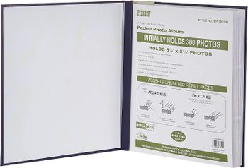 Pioneer MP-300/BB Photo Albums 300-Pocket Post Bound Leatherette Cover Photo Album for 3.5 by 5.25-Inch Prints, Bay Blue