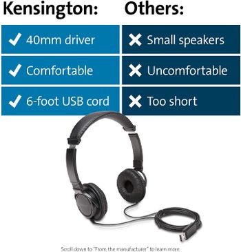 Kensington USB-A Hi-Fi Headphones (K97600WW)/Black