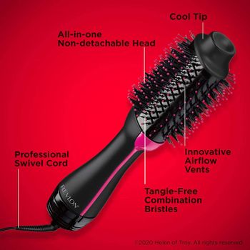 REVLON RVDR 5222, One-Step Hair Dryer And Volumizer Hot Air Brush, Black/1/One Size/Black