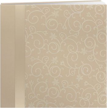 Pioneer MB10SR-W 12-Inch by 12-Inch Scroll Embroidery Fabric Postbound Album with Ribbon/Off white/12 x 12 Inch