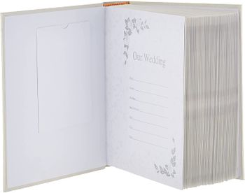 Pioneer WAF-46/G Photo Albums 200 Pocket Ivory Moire Cover Album with Gold Tone Oval Frame for 4 x 6-Inch Prints/Off white