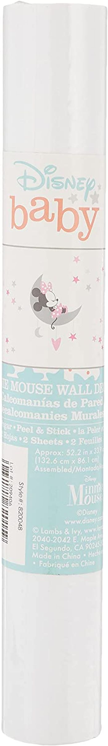 Lambs & Ivy Disney Baby Minnie Mouse Celestial Wall Decals, Pink/Gray/132.6 x 0.1 x 86.1 cm