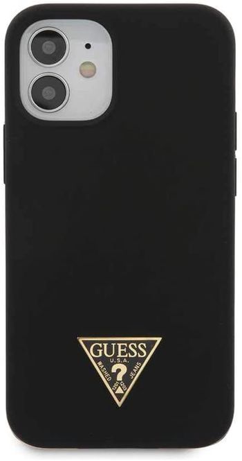 Guess Liquid Silicone Case w/Metal Logo for iPhone 12 Mini 5.4 inch  Black