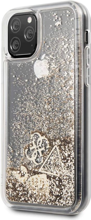 GUESS GUHCN58GLHFLGO Liquid Glitter with Heart Hard Case for iPhone 2019 (5.8) Gold - (Pack of1) /one Size