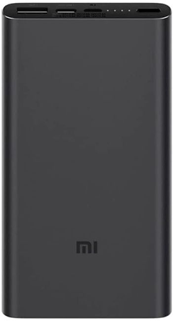 Xiaomi Mi 10000 mAh Powerbank 3 Type C [Quick Charge 18W QC3.0 USB-C Dual Output, Fast Charging] - Charge Smartphones, Tablets, Headphones, Smart Watches & Action Cam Black