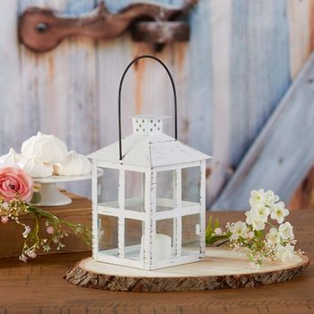 Kate Aspen 7.5 Inch White Vintage Distressed Rustic Candle Holder Decorative Lantern, Wedding Decoration, Centerpiece, Home Décor/Vintage White Distressed Lantern Large/White