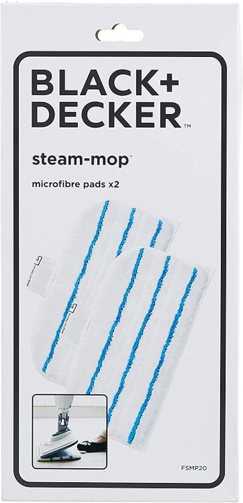 Black+Decker Steam Mop Replacement Pads, Pack of 2 - FSMP20-XJ/White