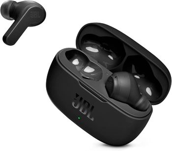 JBL Wave200 True Wireless Earbud Headphones, Deep Powerful Bass, 20H Battery, Dual Connect, Hand-Free Call, Voice Assistant, Comfortable Fit, IPX2 Sweatproof, Pocket Friendly - Black, JBLW200TWSBLK - One Size