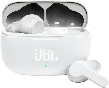 JBL Wave200 True Wireless Earbud Headphones, Deep Powerful Bass, 20H Battery, Dual Connect, Hand-Free Call, Voice Assistant, Comfortable Fit, IPX2 Sweatproof, Pocket Friendly - White, JBLW200TWSWHT- One Size