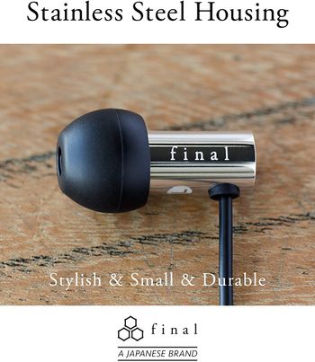 final E3000 in-Ear Headphones, Hi-Fi Sound Quality, Hires Certified, Award Winning, Stainless Steel Housing, 3.5mm Standard Plug, Natural Sound with Extended Bass, Designed in Japan -/Black