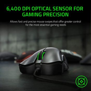 Razer Deathadder Essential True 6400 DPI Optical Sensor, Ergonomic form factor, High Durability, 5 hyper response buttons, 10 million clicks Black, RZ01 03850100 R3M1 /One Size