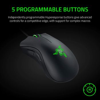 Razer Deathadder Essential True 6400 DPI Optical Sensor, Ergonomic form factor, High Durability, 5 hyper response buttons, 10 million clicks Black, RZ01 03850100 R3M1 /One Size