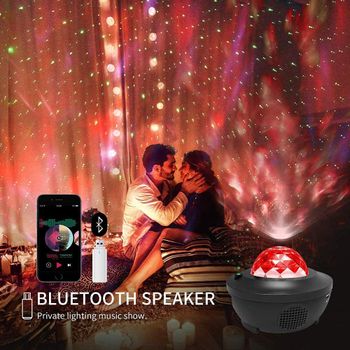 Star Light Projector Led Night Light, 2 in 1 Starry Light & Ocean Wave Projector with Remote Control 10 Colors Changing Music Player with Bluetooth Dimmable, Best Gift for Kids & Adults /Black/One Size