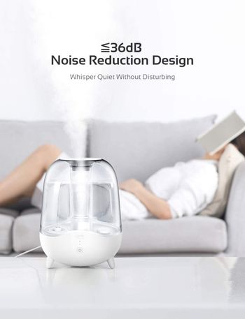 Deerma 5L Crystal Clear Ultrasonic Cool Mist Humidifier for Bedroom, Large Room, Office, Baby with Transparent Water Tank, Auto Shut Off, Adjustable Mist Volume, Whisper Quiet, Lasts 24 Hours/One Size/White