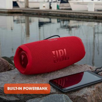 JBL Charge 5 Portable Speaker, Built-In Powerbank, Powerful JBL Pro Sound, Dual Bass Radiators, 20H of Battery, IP67 Waterproof and Dustproof, Wireless Streaming, Dual Connect - Gray, JBLCHARGE5GRY