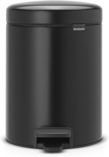 Brabantia Pedal Bin Newicon With Plastic Inner Bucket, Matt Black - 5 L