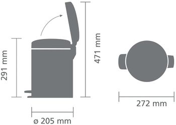 Brabantia Pedal Bin NewIcon مع دلو داخلي بلاستيكي، أسود مطفي - 5 L