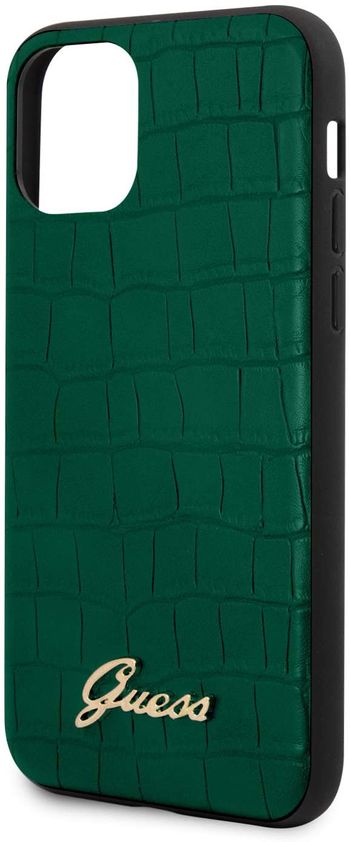 Guess PU Croco Print Case with Metal Logo for iPhone 11 Pro - Dark Green