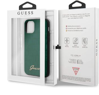 Guess PU Croco Print Case with Metal Logo for iPhone 11 Pro - Dark Green