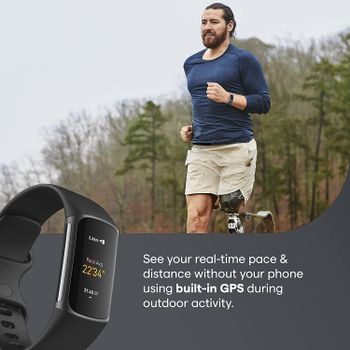 Fitbit Charge 5 Activity Tracker with 6 months Premium Membership Included, up to 7 days battery life, Graphite/Black, 810038855868/Graphite-Black